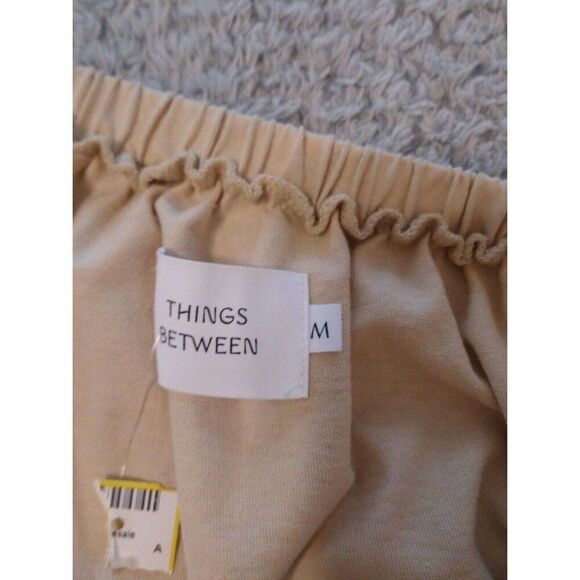 Things between Puff sleeve beige Nwt one sleeve medium dress Boho Cottage Core - Picture 8 of 10